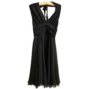 Dina Bar-El Vintage Silk Open Back Cocktail Dress Black Size 8(fits like 4-6)